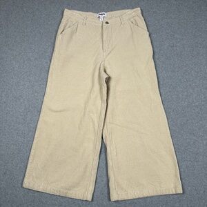 RSQ Corduroy Pants Womens 31 Beige High Rise Wide Leg Casual Relaxed‎ Baggy